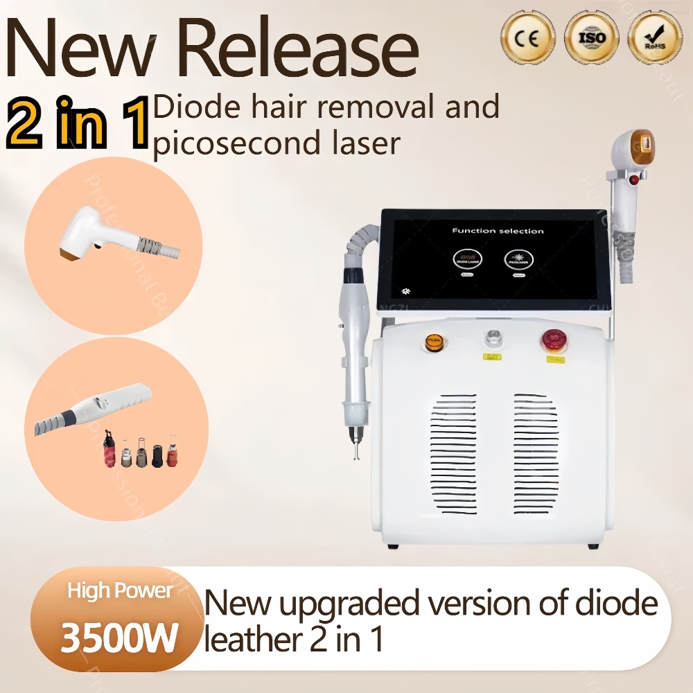 Diode Laser Hair Removal Machine Picosecond 808 2 In 1 Ice Platinum Alexandrite Permanent Removal Cooling Painless Body Tattoo