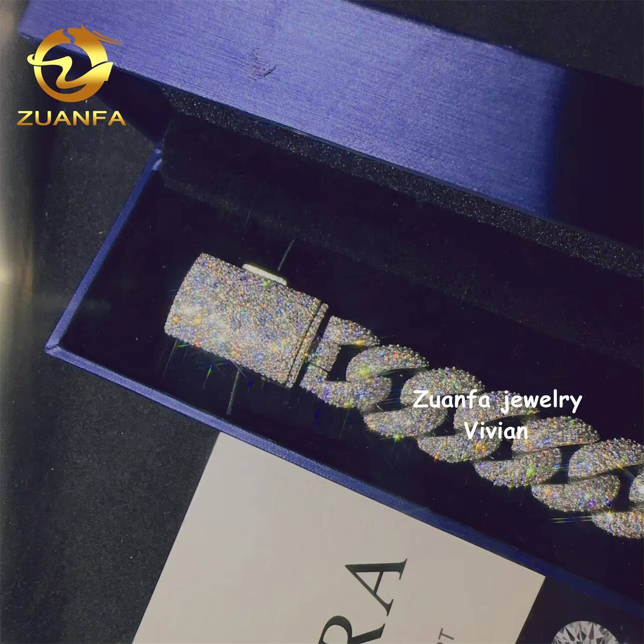 GRA Certificated 18mm Vvs Moissanite Hip Hop Jewelry Iced Out Silver 925 Diamond Cuban Bracelet Cuban Link Chain