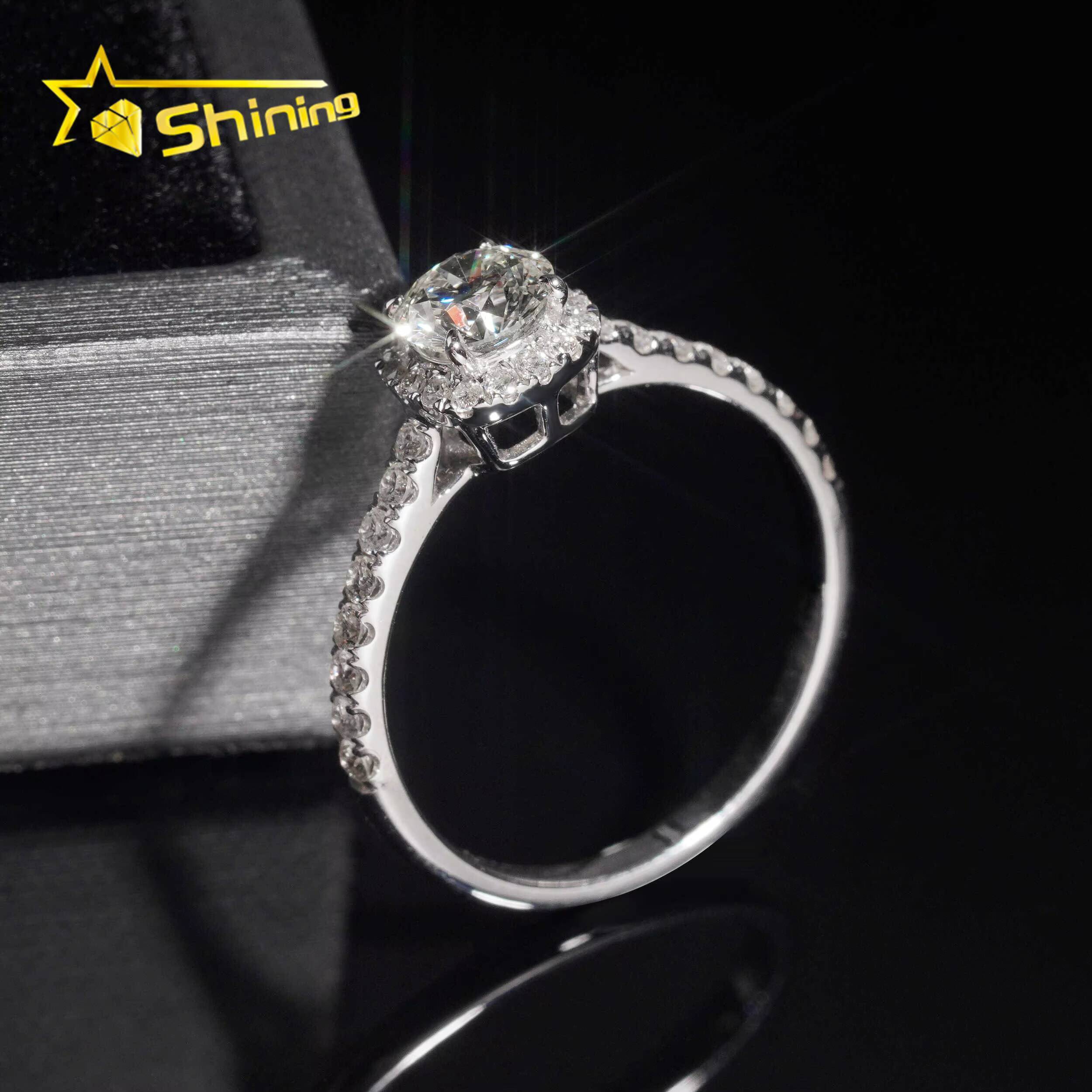 Lab Grown Diamonds Engagement Rings 925 Sterling Silver Gold Plated Cluster Round Cut 5mm Lad Diamond Wedding Ring