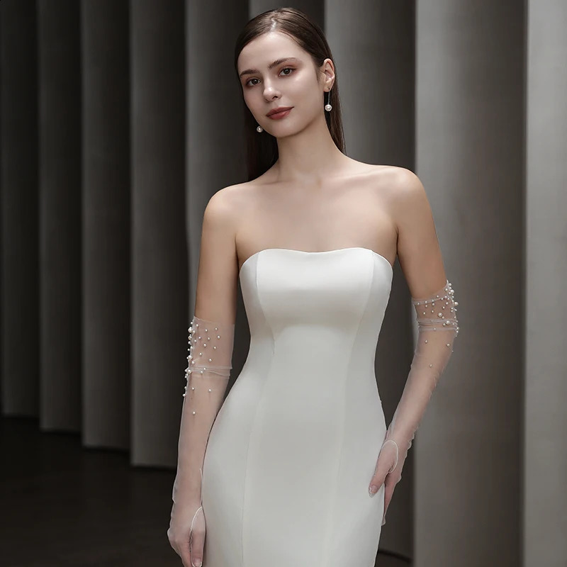 Long Bridal Gloves Pearl Wristband Wedding Glove For Women Girl Party Evening Dress Jewelry Bride Accessories 251027