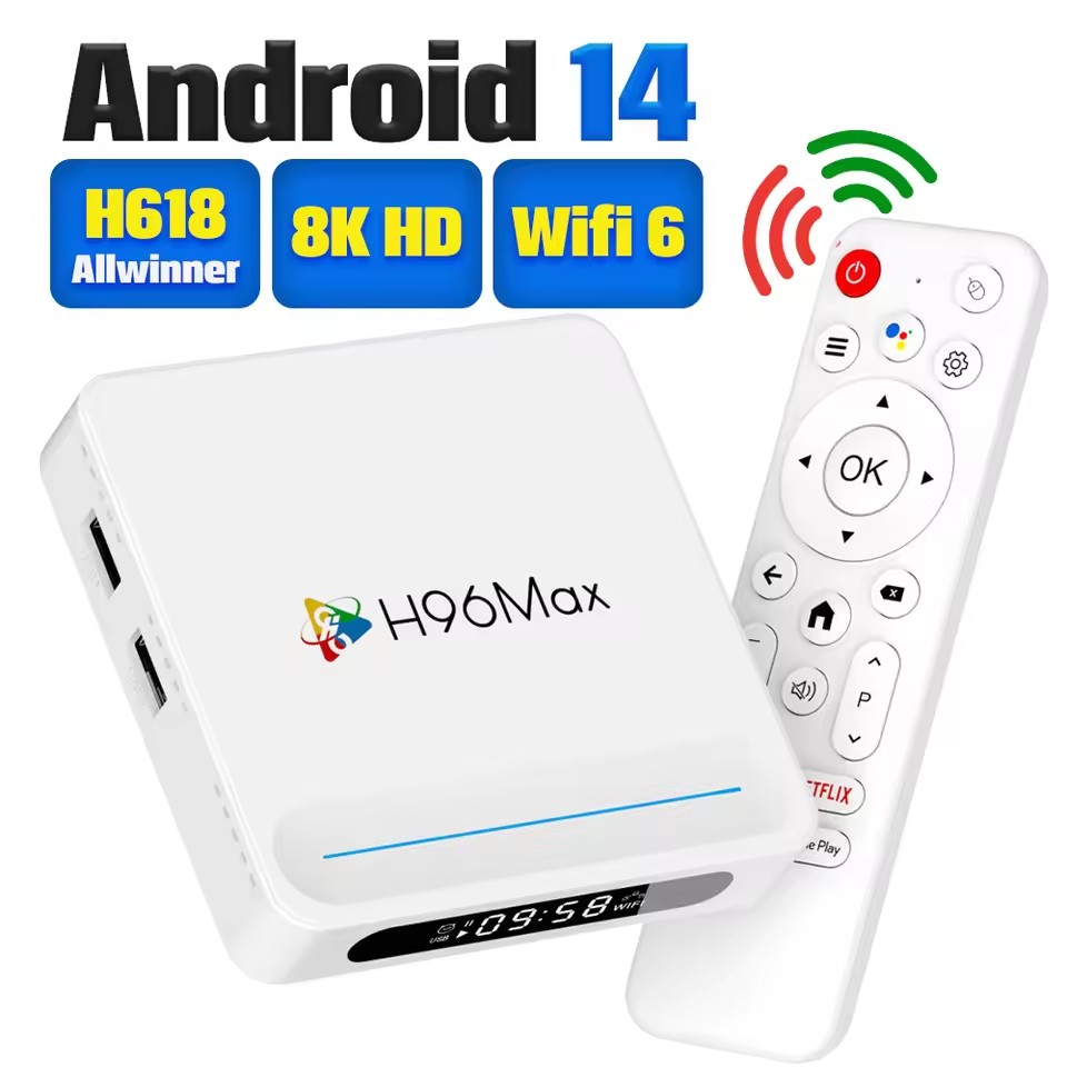 Android 14 Smart TV BOX H96 Max H618 Plus Allwinner Quad Core 4GB 128GB 8K LAN 100M Wifi6 BT 5.4 Voice Remote Media Player Set Top Box
