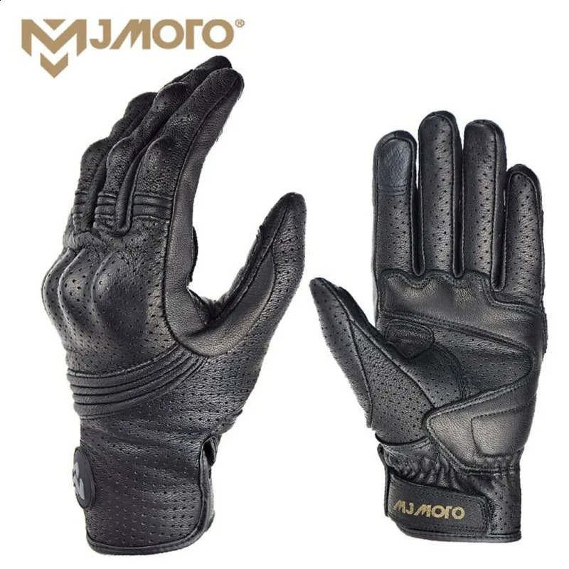 Men Retro Genuine Leather Motorcycle Gloves Summer Breathable Motorbike Motocross Gloves Moto Equipment Accessories Guantes 251027