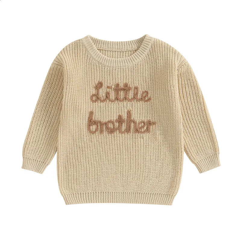 036months Baby Boys Sweater Letter Embroidery Crew Neck Long Sleeve Pullovers Fall Winter Jumpers Tops For Infant Boys 251027