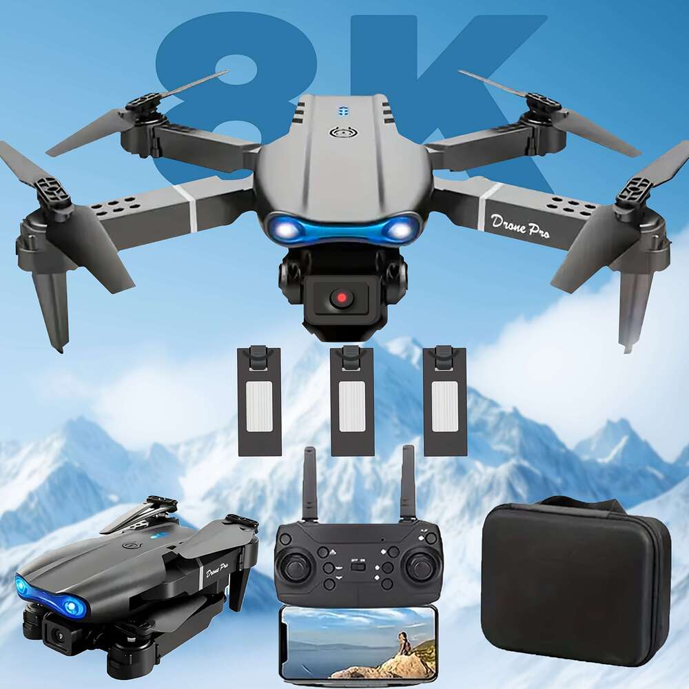 Beginner-Friendly Drone, Camera-Equipped Remote-Controlled Drones Batteries Included: E88, E99, S2, Non-Camera Version, A Foldable Design. E88 And E99