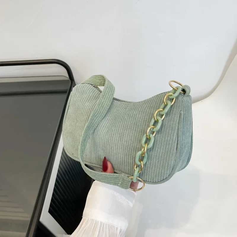 Korean Fashion Vintage Handbags Women Summer Corduroy Underarm Bag Zipper Shoulder Small Bags Female Soft Casual Clutch HandbagW251028