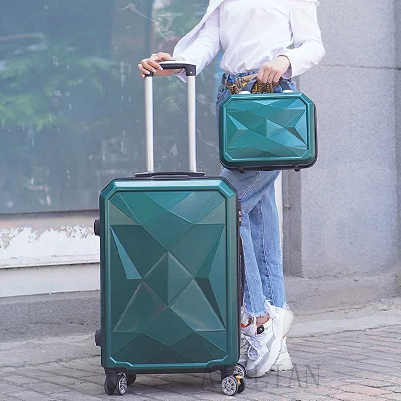 2022242628 inch Rolling luggage set travel suitcase spinner wheels trolley luggage bag case Diamond Silver suitcase Womens W251028