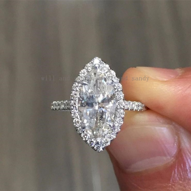 Marquise Cut Gemstone Ring Engagement Rings Designer for Women Sterling Silver Wedding Promise Statement Rings Cocktail Rings CZ Crystal Fine Jewelry 