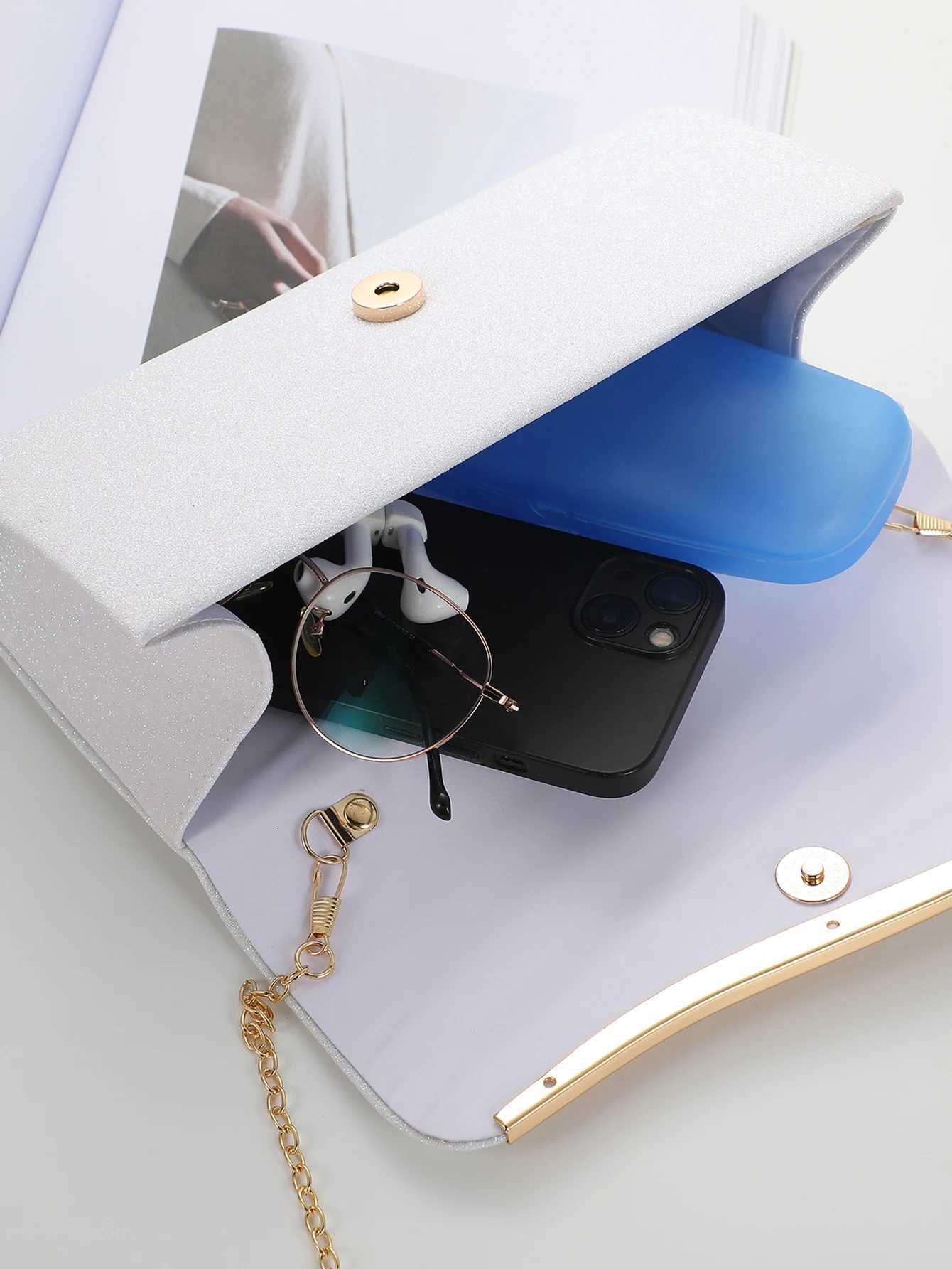 Minimalist Trend High Quality Flash Wallet Clutch Bag with Metal Chain for Evening Wedding Party Shoulder Bag H251027