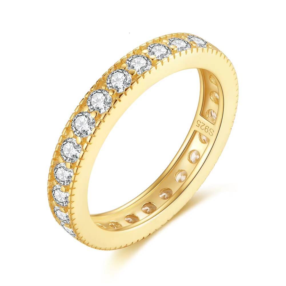 RINNTIN SR318 Eternity Ring 14K Gold Zircon 100 925 Silver Ring Wedding Band Anniversary Ring Diamond Band