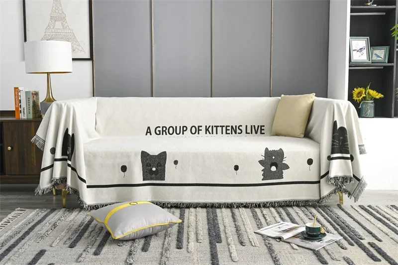 Nordic Simple Sofa Throw Blanket Chenille Sofa Cover with Tassel Four Season Multifunctional Couch Towel Blanket Beds Blanekets C251028