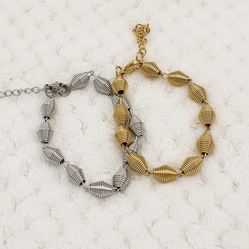 High Quality Stainless Steel Bracelet Jewelry Gold Threaded Chain 18k Gold Plated Adjustable Men Women Buckle Bracelet