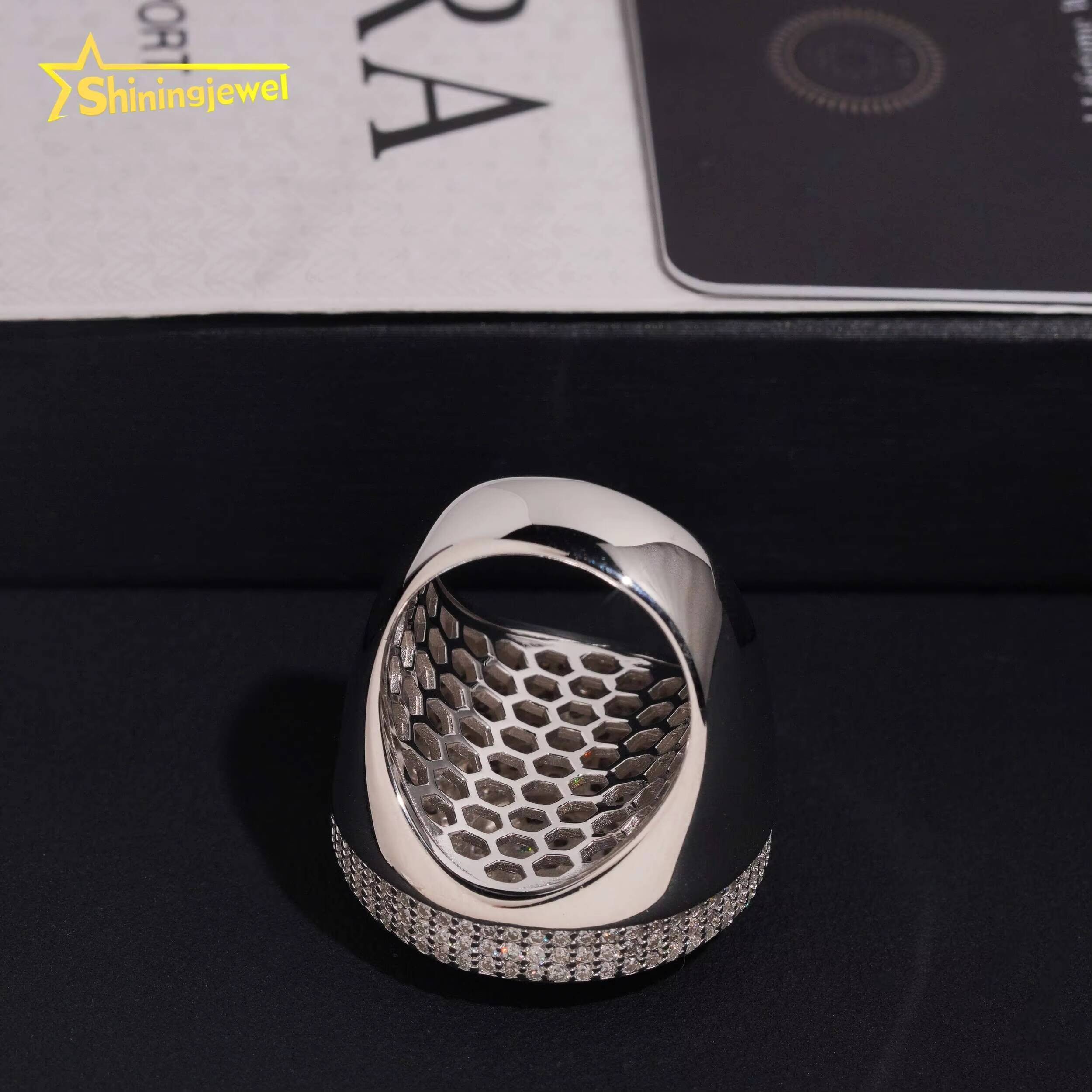 Fashion Jewelry Gold Plated Solid 925 Sterling Silver Sparkling Hip Hop Men Custom Diamond Rings Iced Out Moissanite Ring