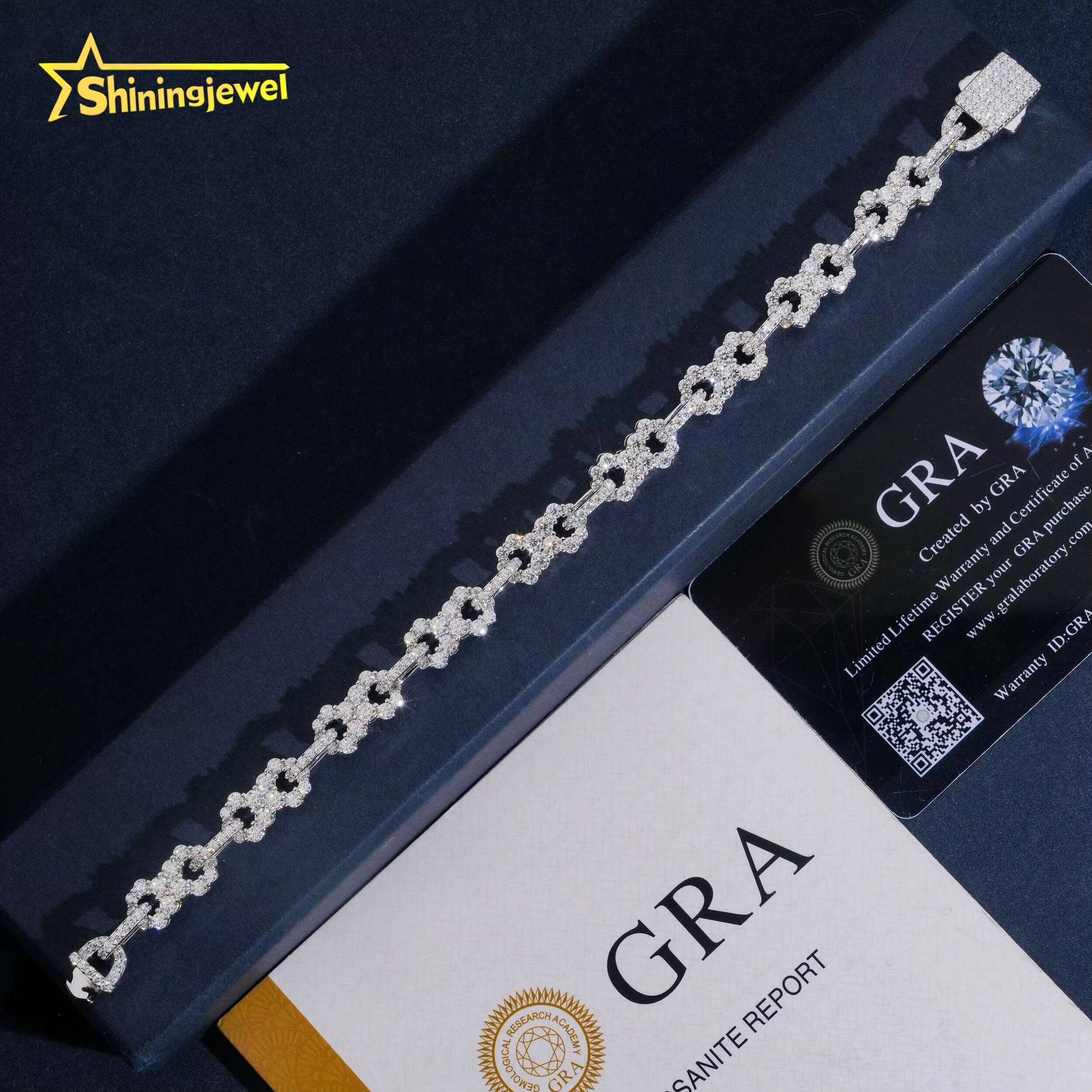 85mm Iced Out Infinity Bracelet VVS Moissanite 925 Silver Fine Hip Hop Moissanite Jewelry Tennis Chain Diamond Bracelet