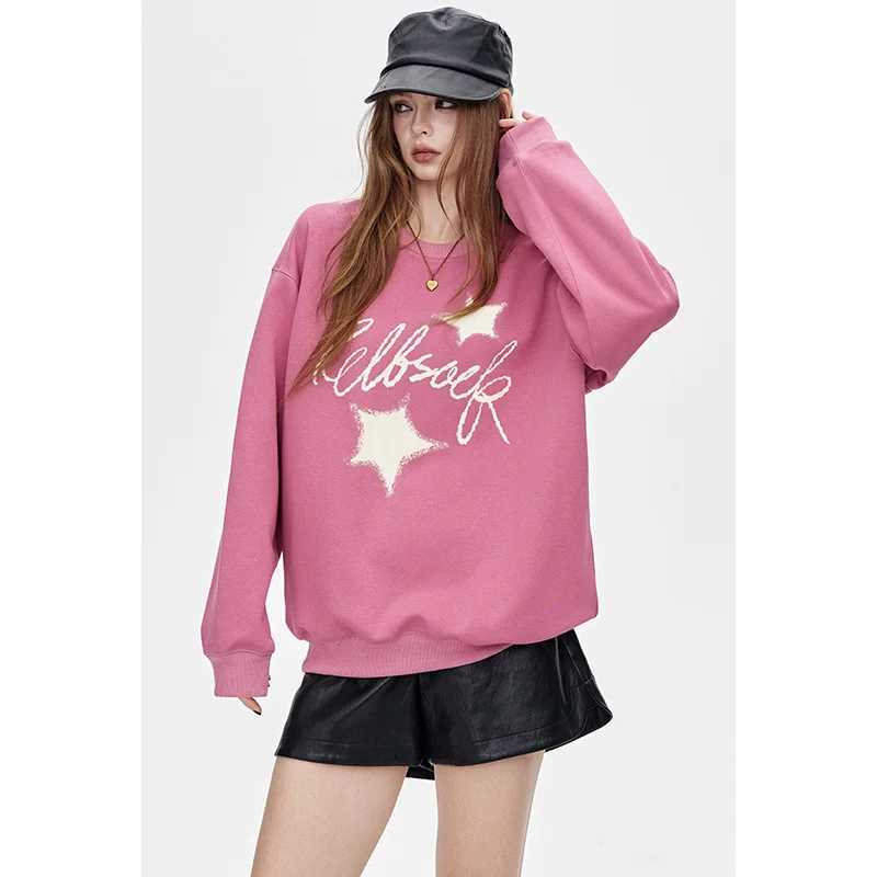 2025 Autumn New Arrivals Casual Oversize Star Print Crew Neck Sweatshirt Streetwear For Woman J251028
