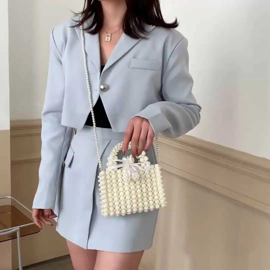 Noble Crystal Beaded Evening Bag Wedding Clutch with Pearl Chain New handmade Pearl chain shoulder bag Handbag evening dress bag H251027