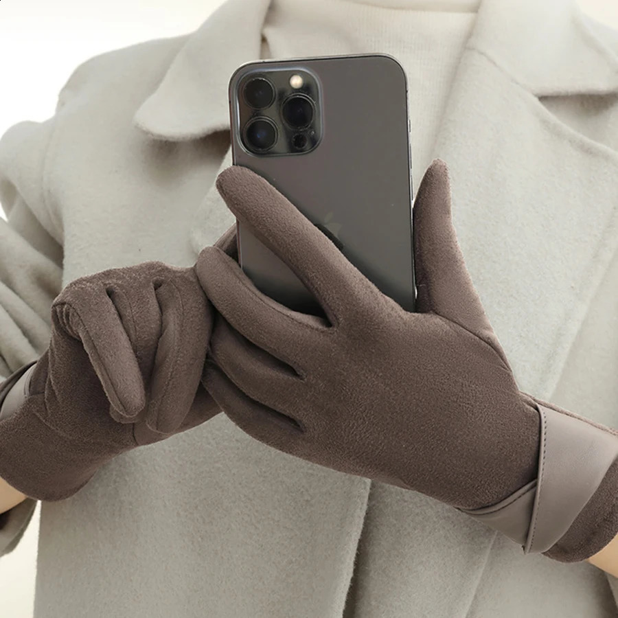 Warm gloves for women in winter fashionable and simple temperament anti cold touch screen riding windproof gloves 251027