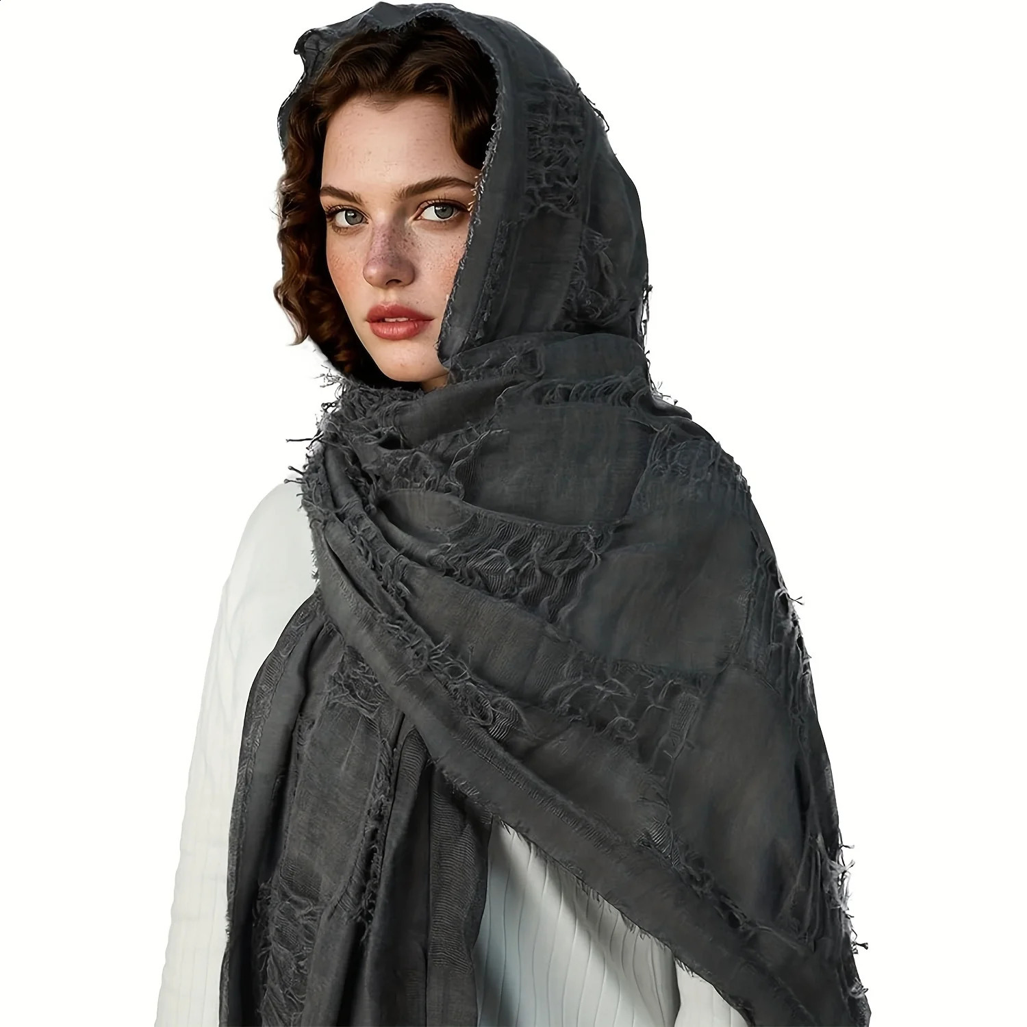 Medieval Renaissance Cloak Cape with Viking Brooch Hooded Shawl Scarf for Halloween Costumes Streetwear Pop Culture Events 251027