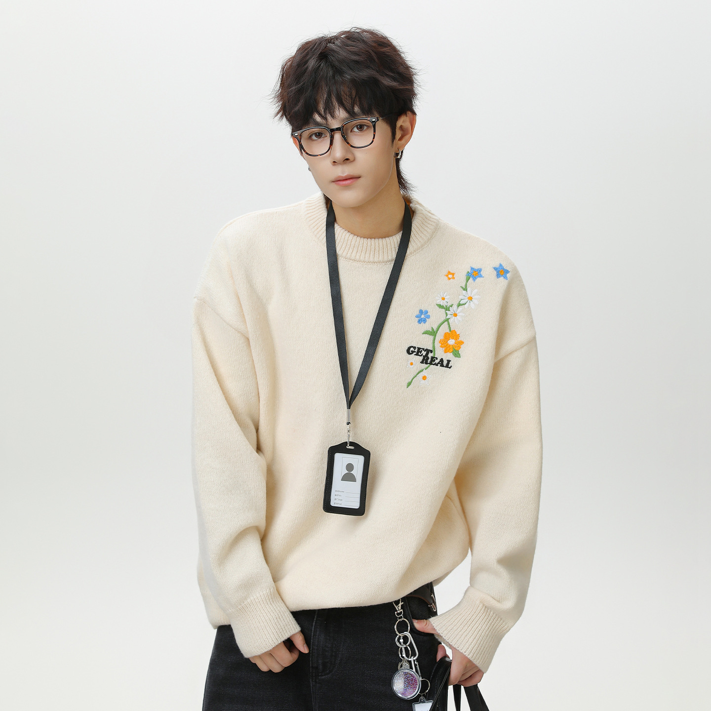 Textured Floral Embroidery Sweater For Men Luxury Bag Autumn And Winter New Loose Pullover Knitwear Designer Sweater Thickened Warm Sweater Jacket