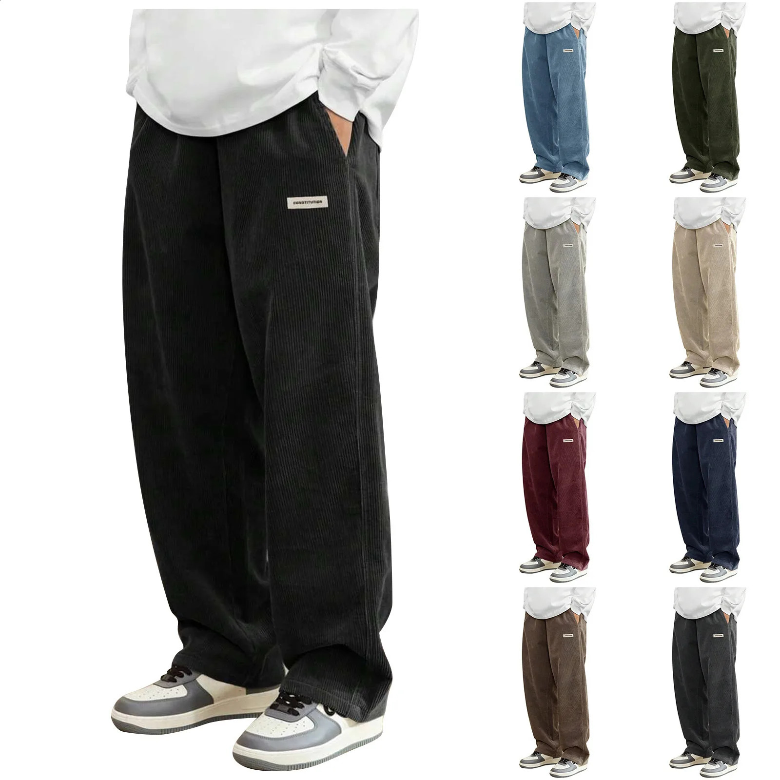 Corduroy Pants Men Clothing Sweatpants LooseFit Casual Man Baggy Hosen Regular Length Trousers Cargo Women 251027