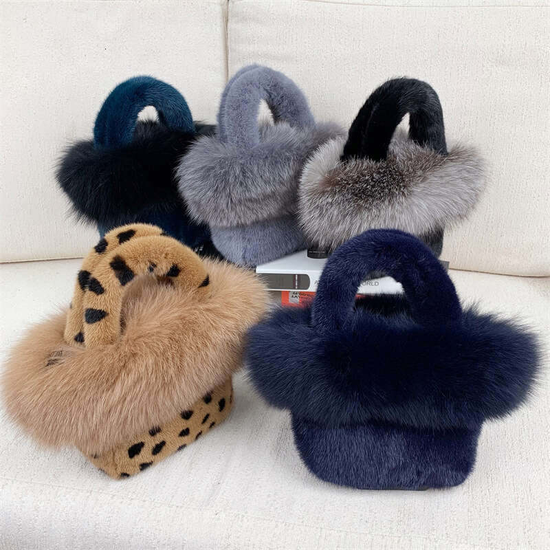 Best Seller Luxury Bag New Basket Fox Mink Patchwork Women's Evening Fur Bag Autumn Winter Light Luxury Leopard Dot Handbag