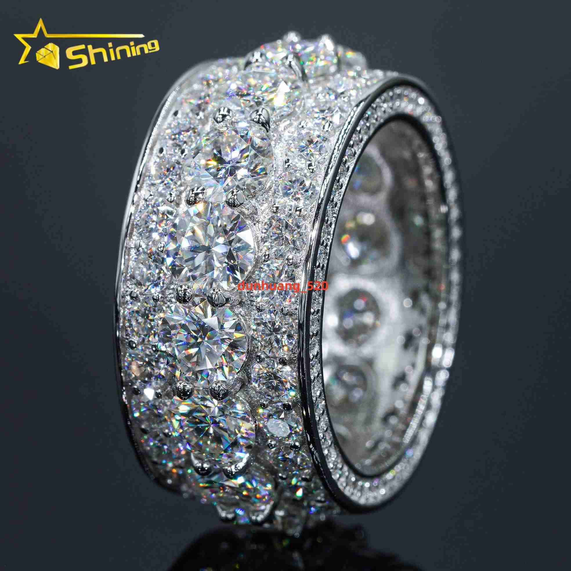 Hot Sale Iced Out Jewelry Fine Man Jewelry Engagement Rings 925 Silver Jewelry FL Moissanite Diamond Band Ring Man With GRA