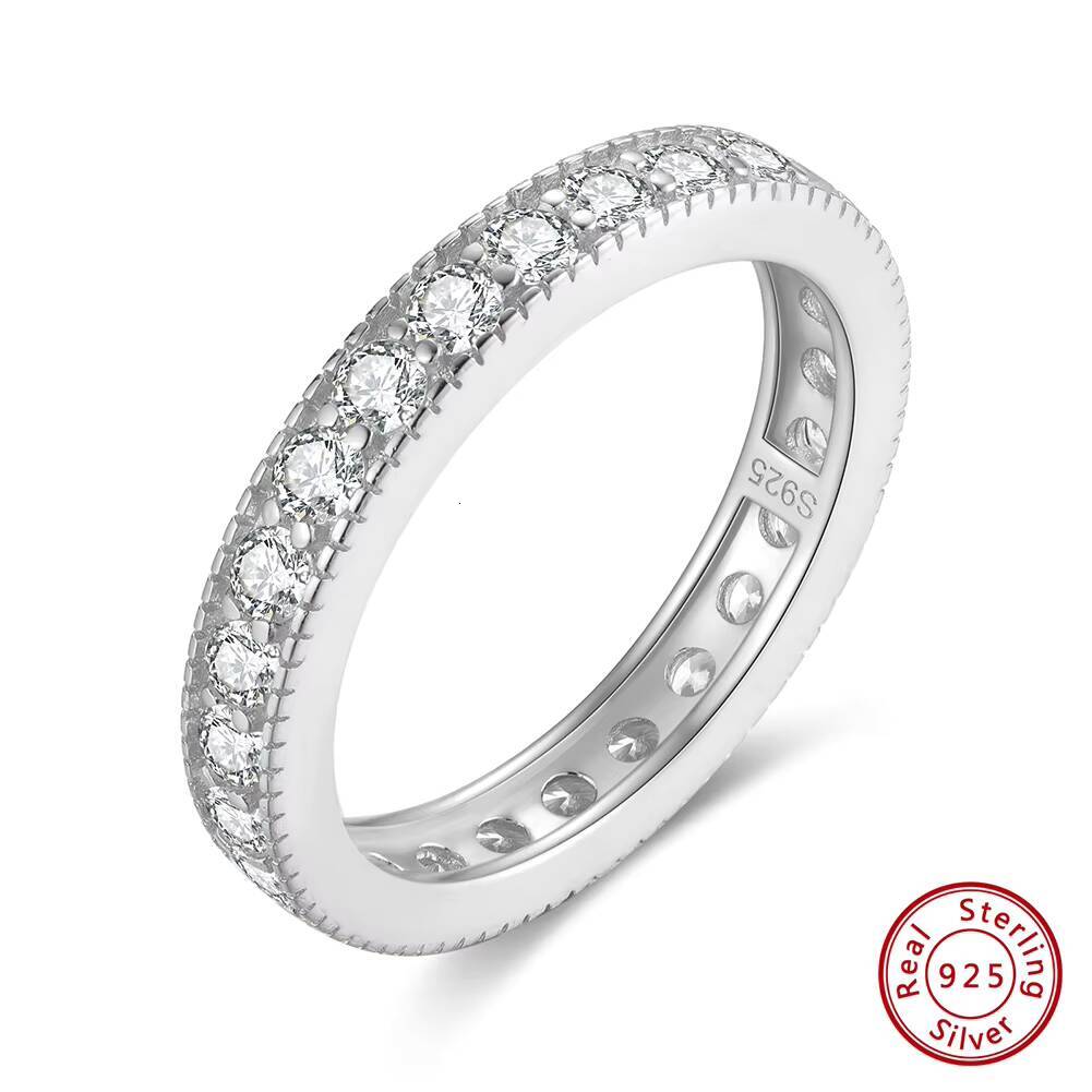 RINNTIN SR318 Eternity Ring 14K Gold Zircon 100 925 Silver Ring Wedding Band Anniversary Ring Diamond Band