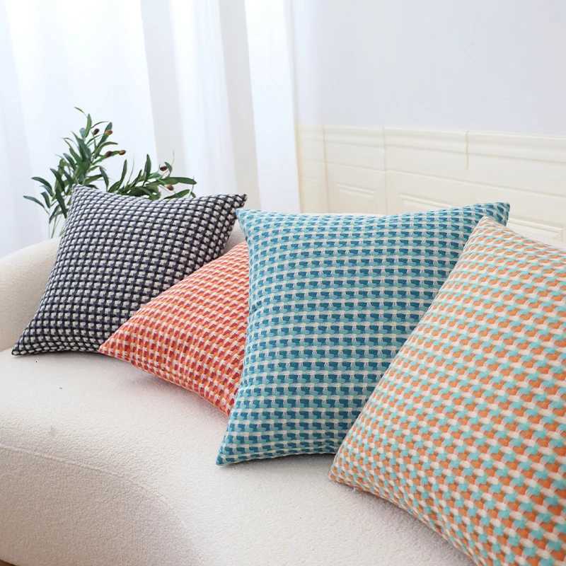 Pillow Case Simple YarnDyed Jacquard Case Light Luxury Cushion Cover 45x45cm For Nordic Style Hotel Decorative Sofa Cushions C251028