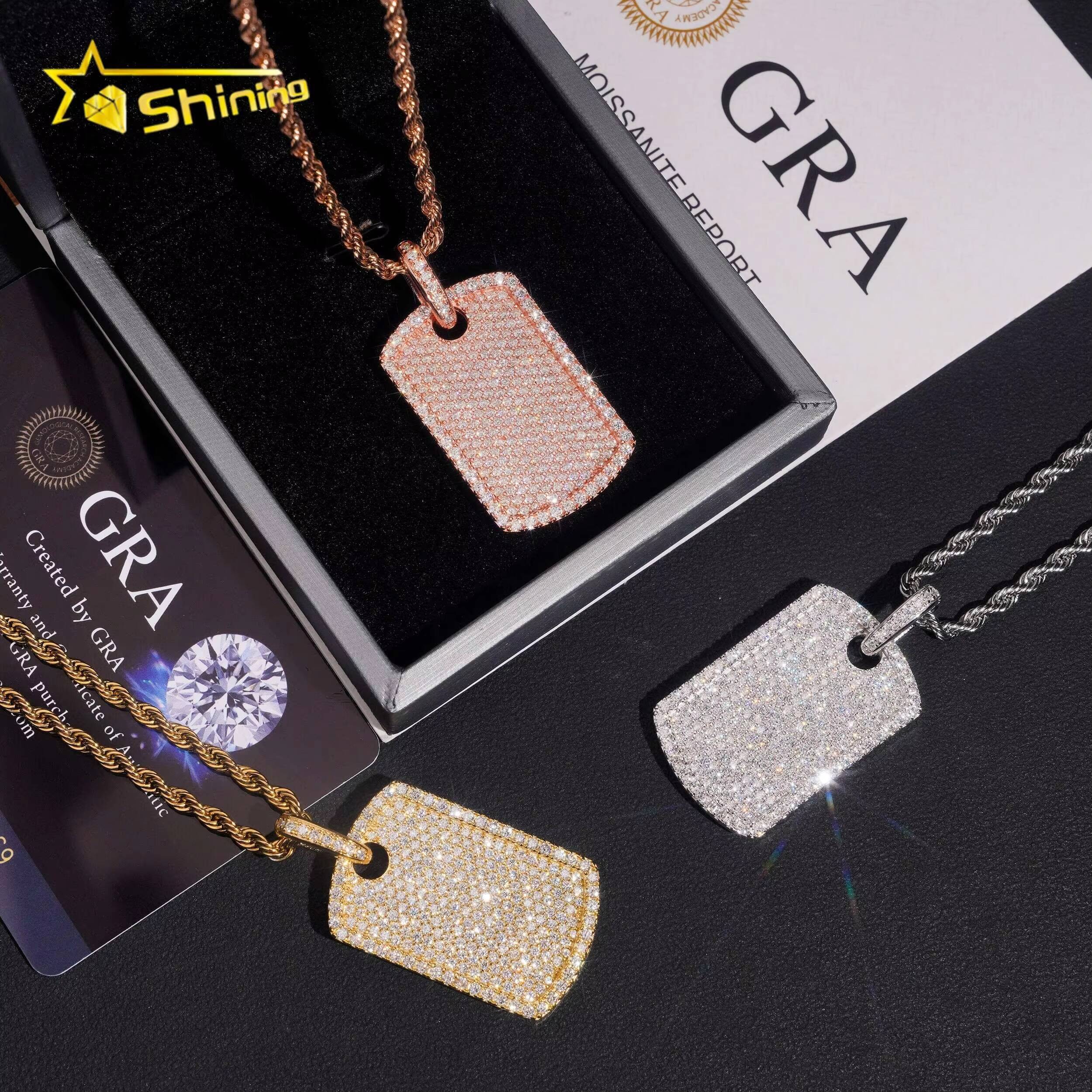 Hot Sale Iced Out GRA Certificated Mens 925 Sterling Silver VVS Moissanite Hip Hop Pendant