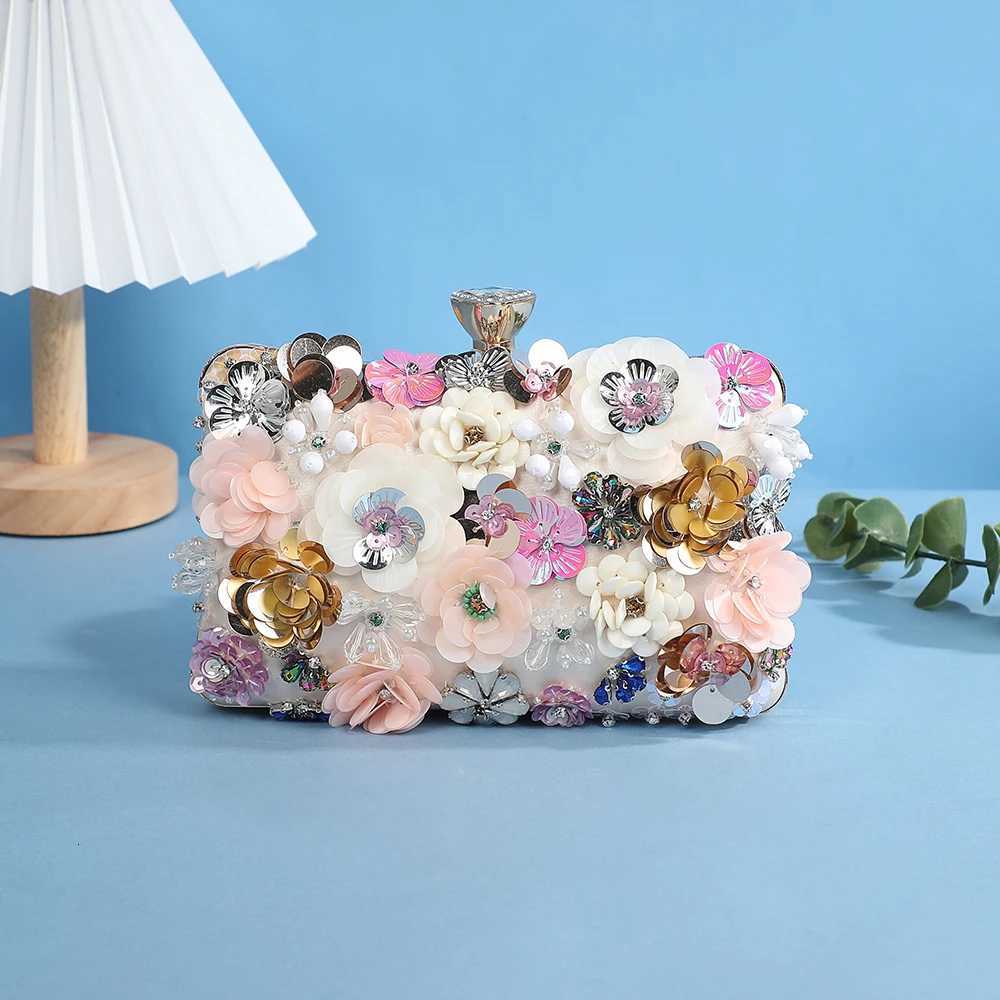 Flower Shape Ladies Evening Bag Diamond Handbags Women Banquet Dinner Clutch Bag Chain Small Square Bag H251027