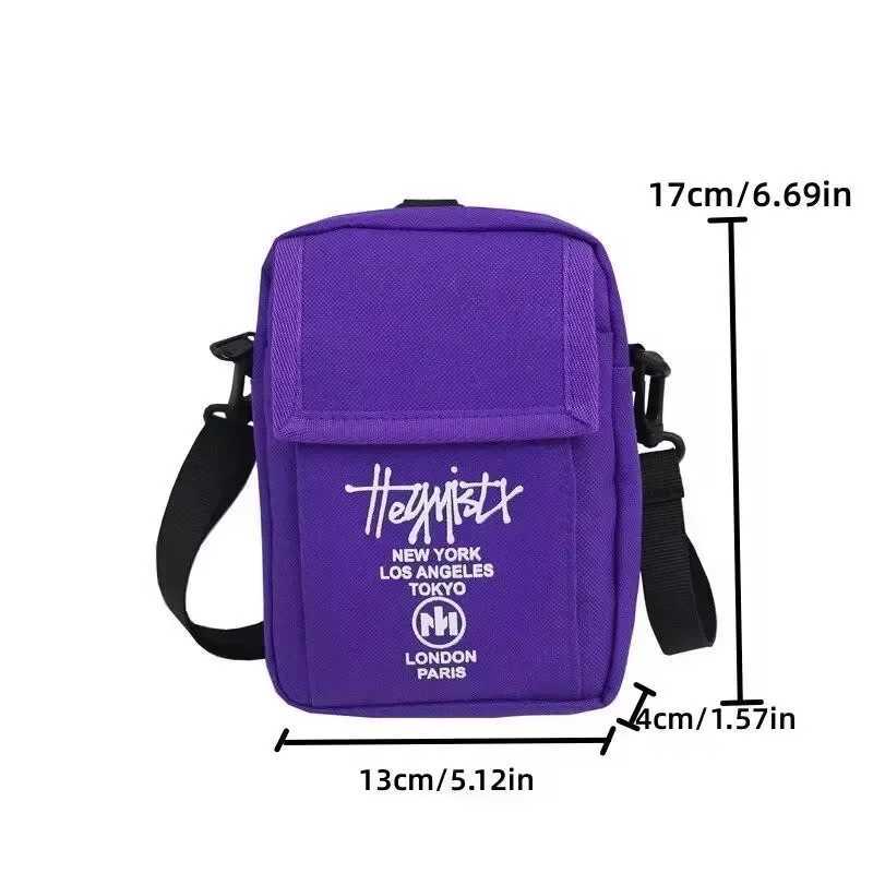 Casual Pocket Mobile Phone Messenger Bags Student Hip Hop Pouch Crossbody Bag Women Canvas Square Handbag Black PurseW251028
