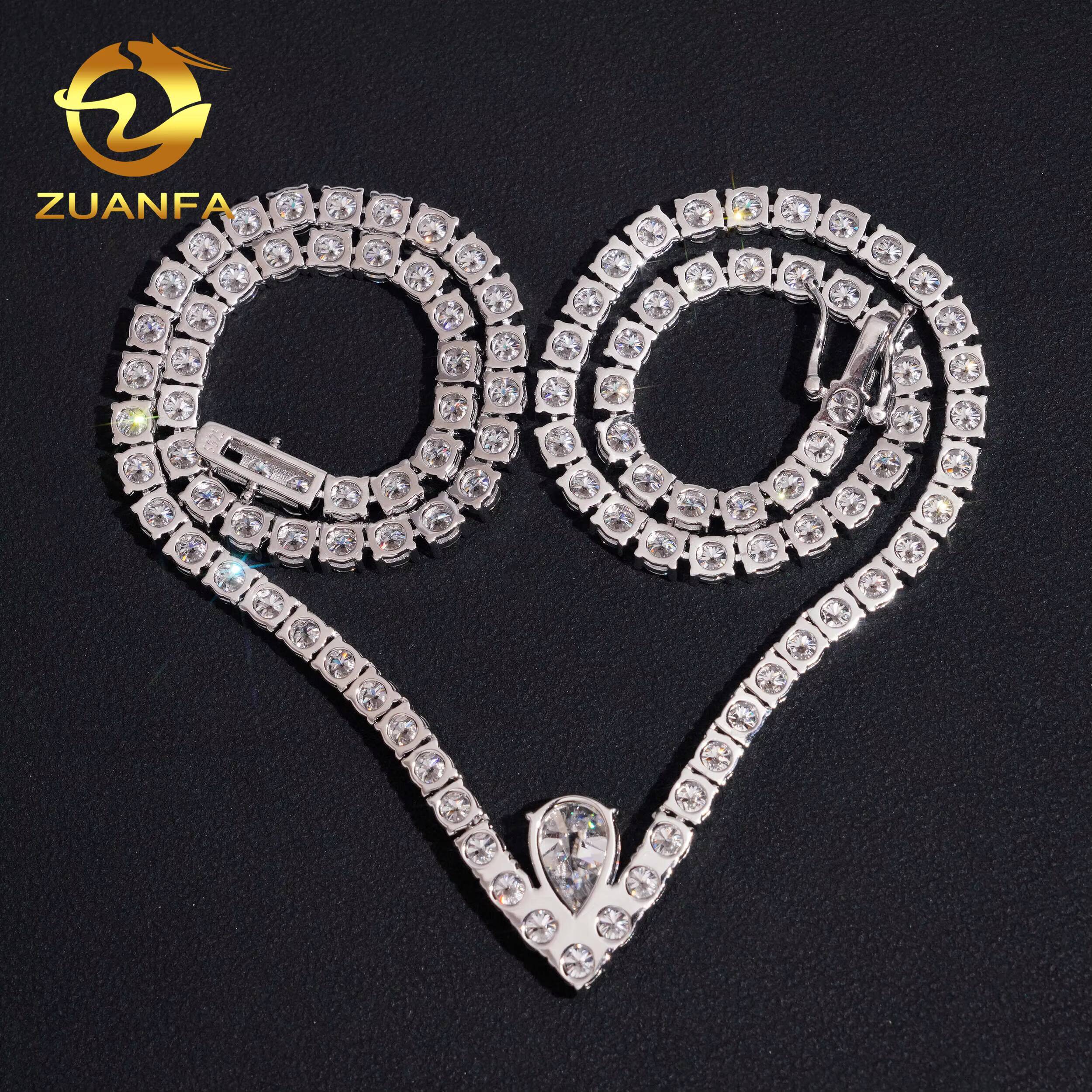 Pass Diamond Tetser 4mm 925 Silver Moissanite Tennis Chain Fashion Hip Hop Jewelry Moissanite Tennis Necklace for Men Women