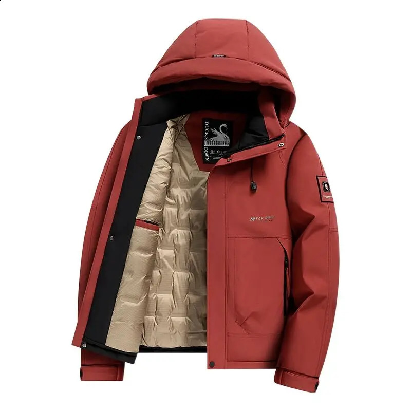 Hooded White Duck Down Jacket Winter Thick Warm Simple Coat Mens Outdoor Casual Multi Color Sizes Available 251027