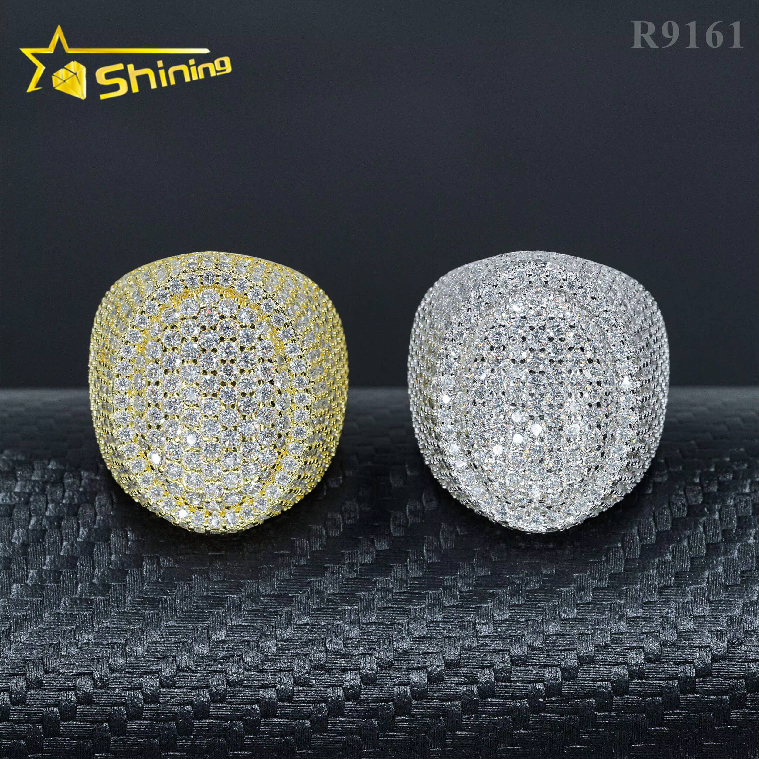 Wholesale Factory Price Moissanite Jewelry 925 Silver Iced Out Diamond Men Rings Hip Hop Moissanite Ring