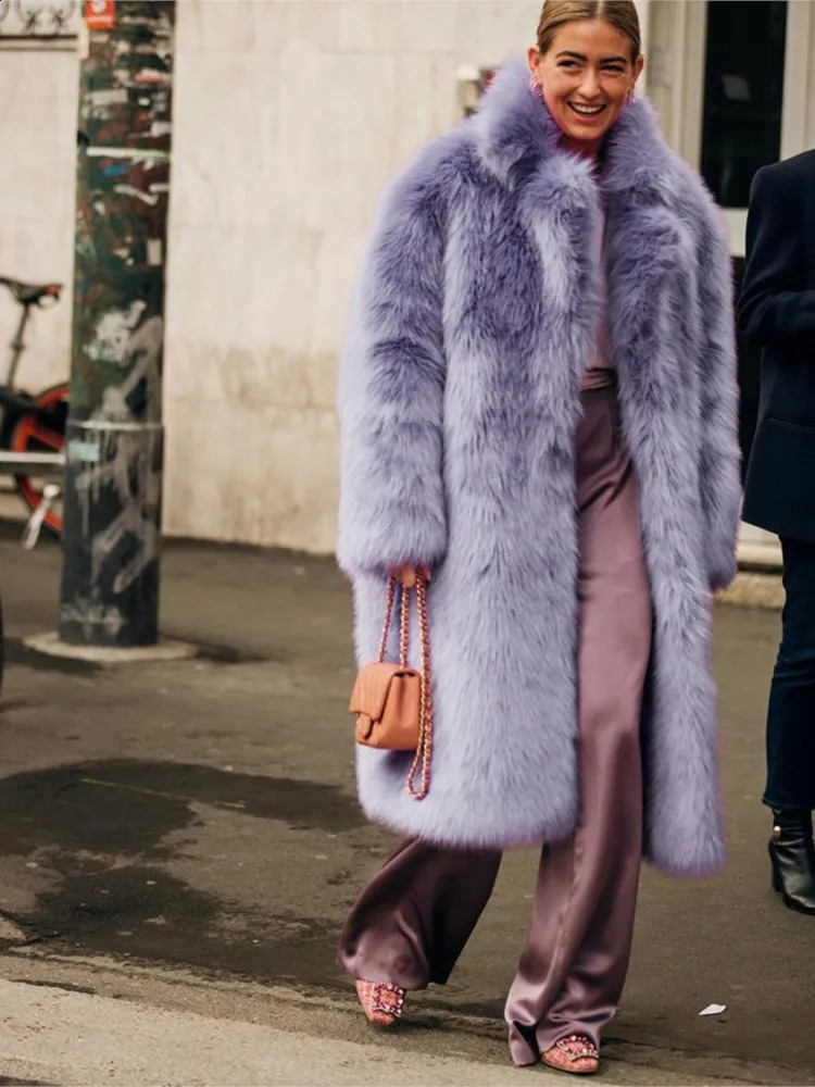Long Fur Coat Women Winter Outfits High Quality Purple Faux Jacket Thick Warm Womens Clothes Fluffy Coats 251018