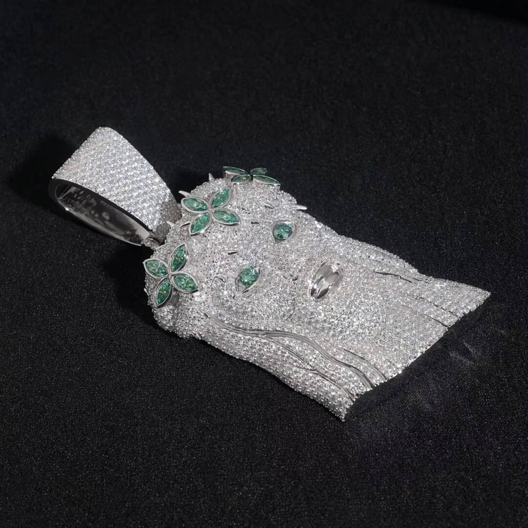 Custom 3D Luxury Jewelry Fine 925 Silver White Gold Iced VVS Moissanite Jesus Pendant with Diamond Tester Charm Pendants