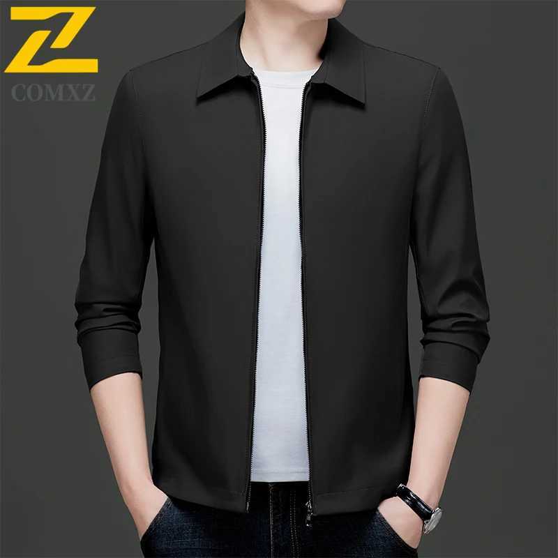 Brand Mens Jacket Autumn 2025 Business Casual Waterproof Lapel Collar Jackets Men Fashion Clothing Solid Color Windproof Coat J251028