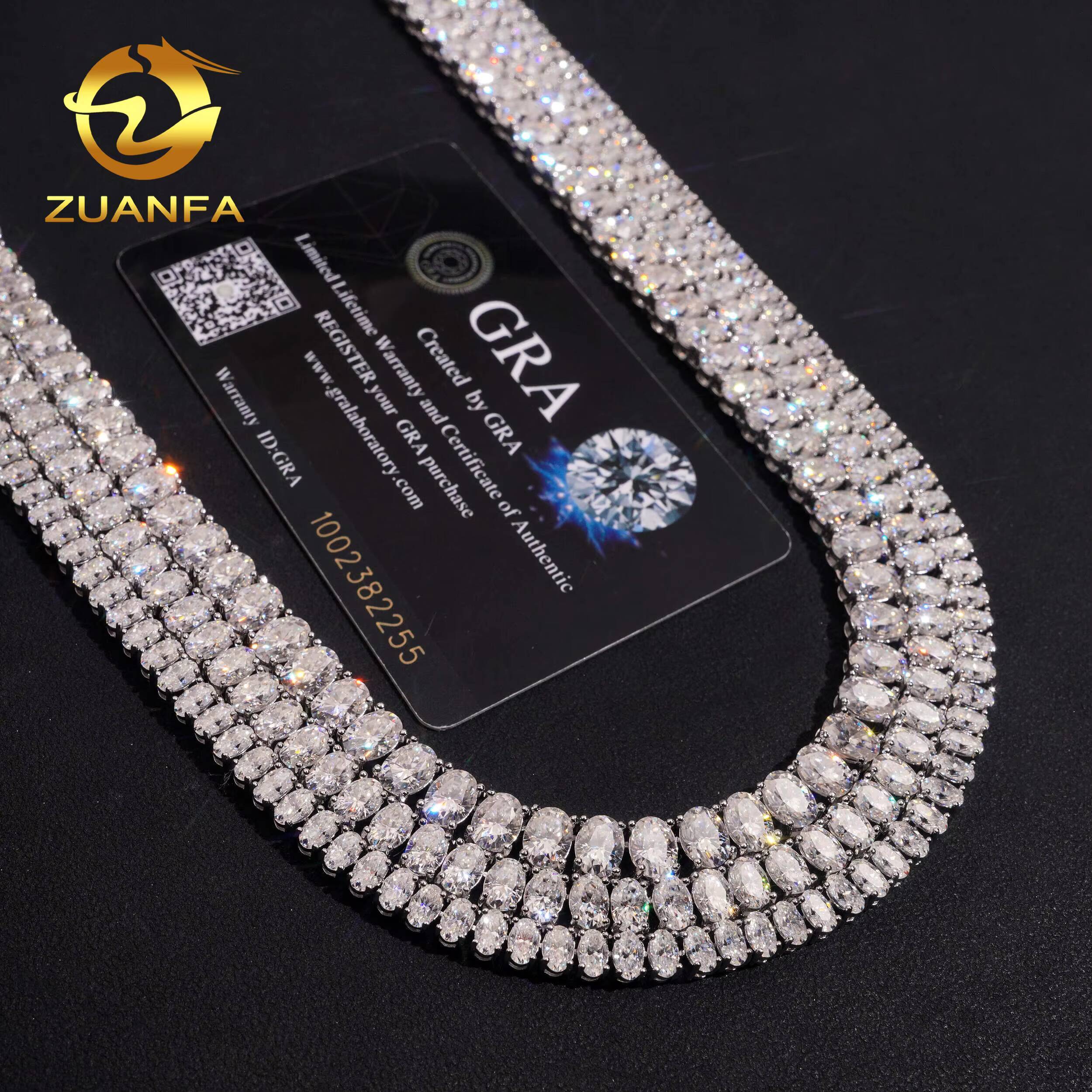 Pass Diamond Tetser Oval Cut 925 Silver Moissanite Diamond Tennis Necklace Fashion Jewelry for Men Women Iced Out Tennis Chain