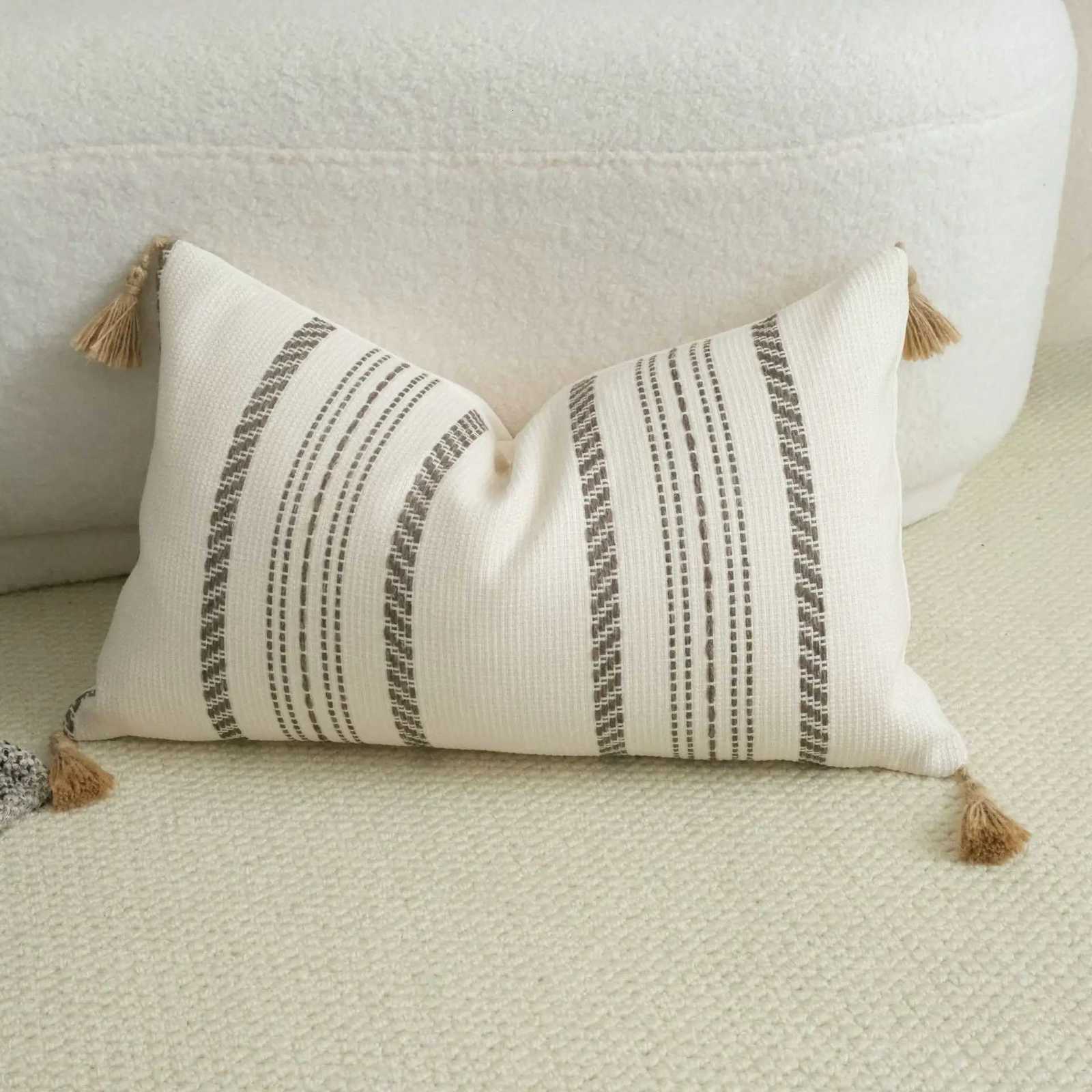 Pillow Case Light Luxury Plush Cushion Cover Abstract Striped Embroidered Cover Fluffy slips Decor Home Living Room Bedroom C251028