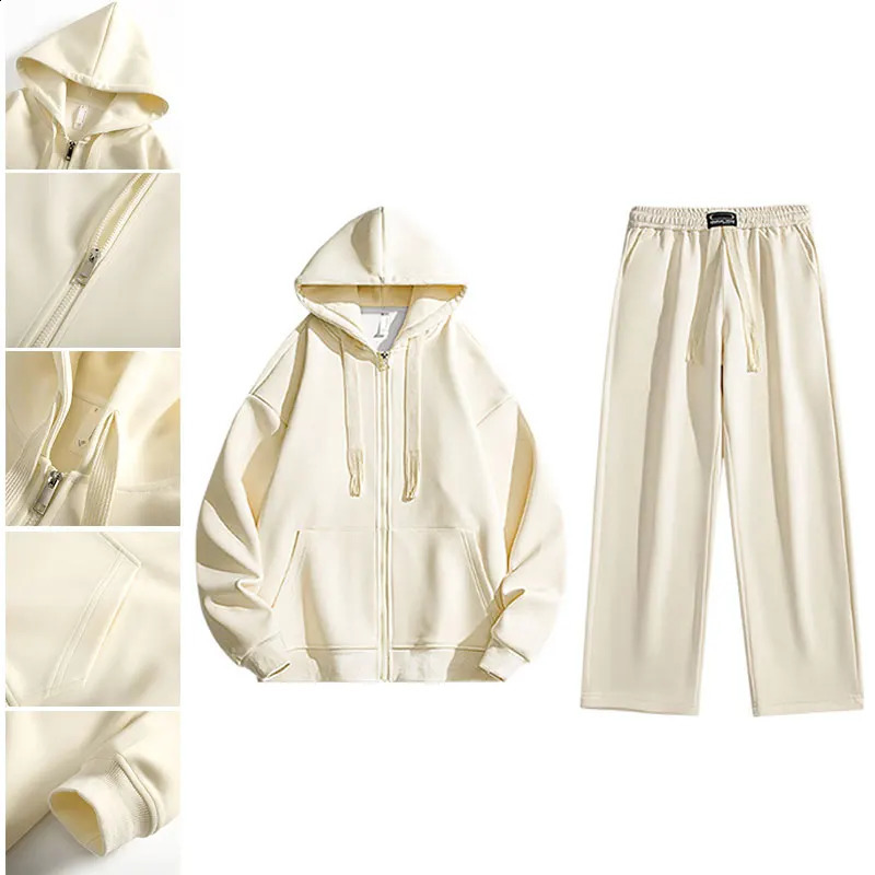 Two Piece Set Running Fitness Casual Comfortable Sports Set Unisex Hooded Jacket Sweatshirt Trouser Men Women Casual Sports Suit 251027