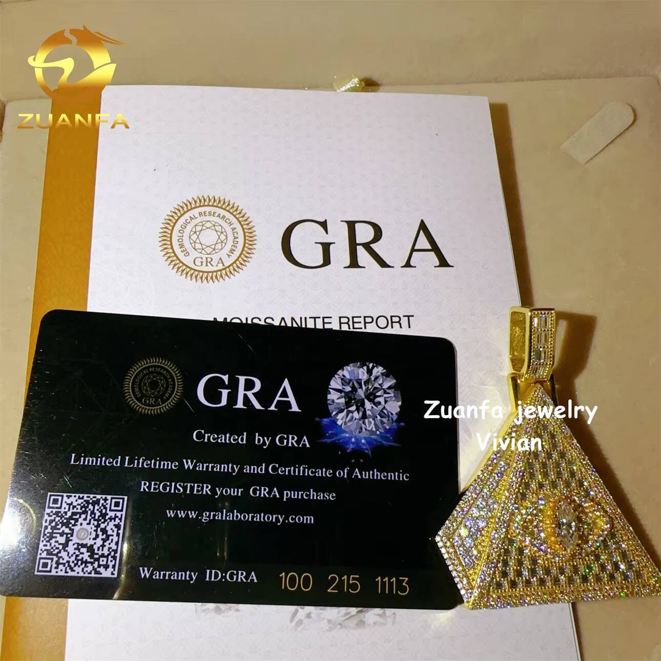 New Ladder Sterling Silver 925 Vvs Moissanite Hip Hop Evil Eyes Pyramid Pendant Fashion Brand Sweater Chain for Men and Women