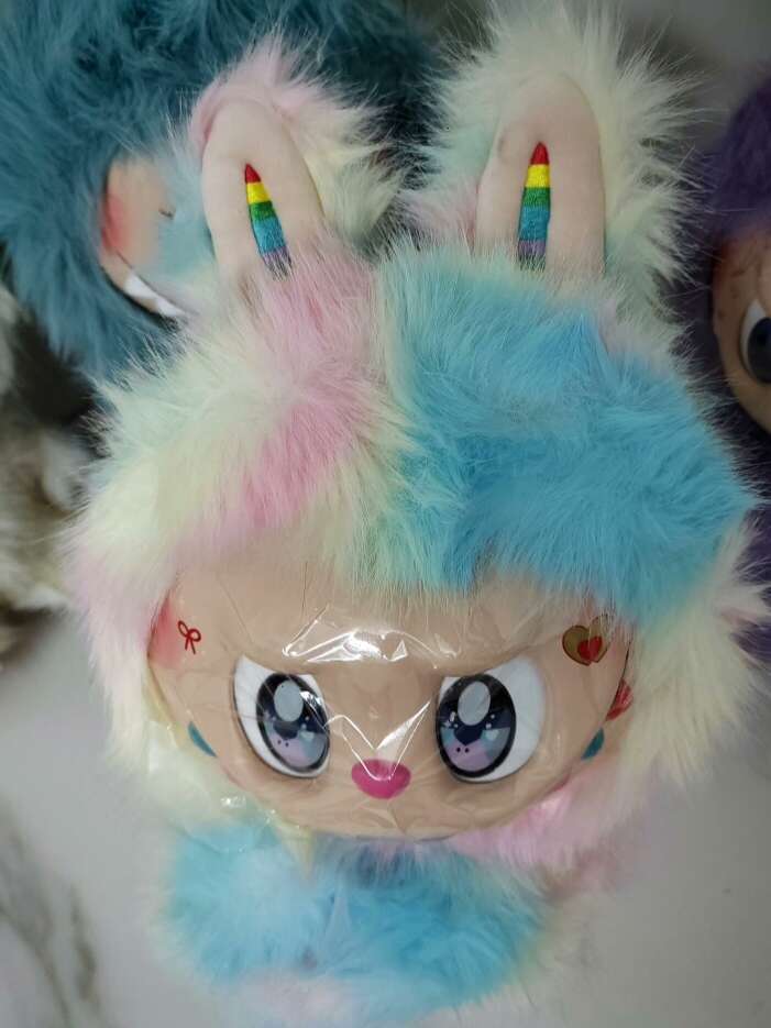 High Quality 38Cm Labubu Custom Edition Rainbow Sweetheart Mediumsized Zimomo Secondary Creation Customized Vinyl Plush Doll Birthday Gifts