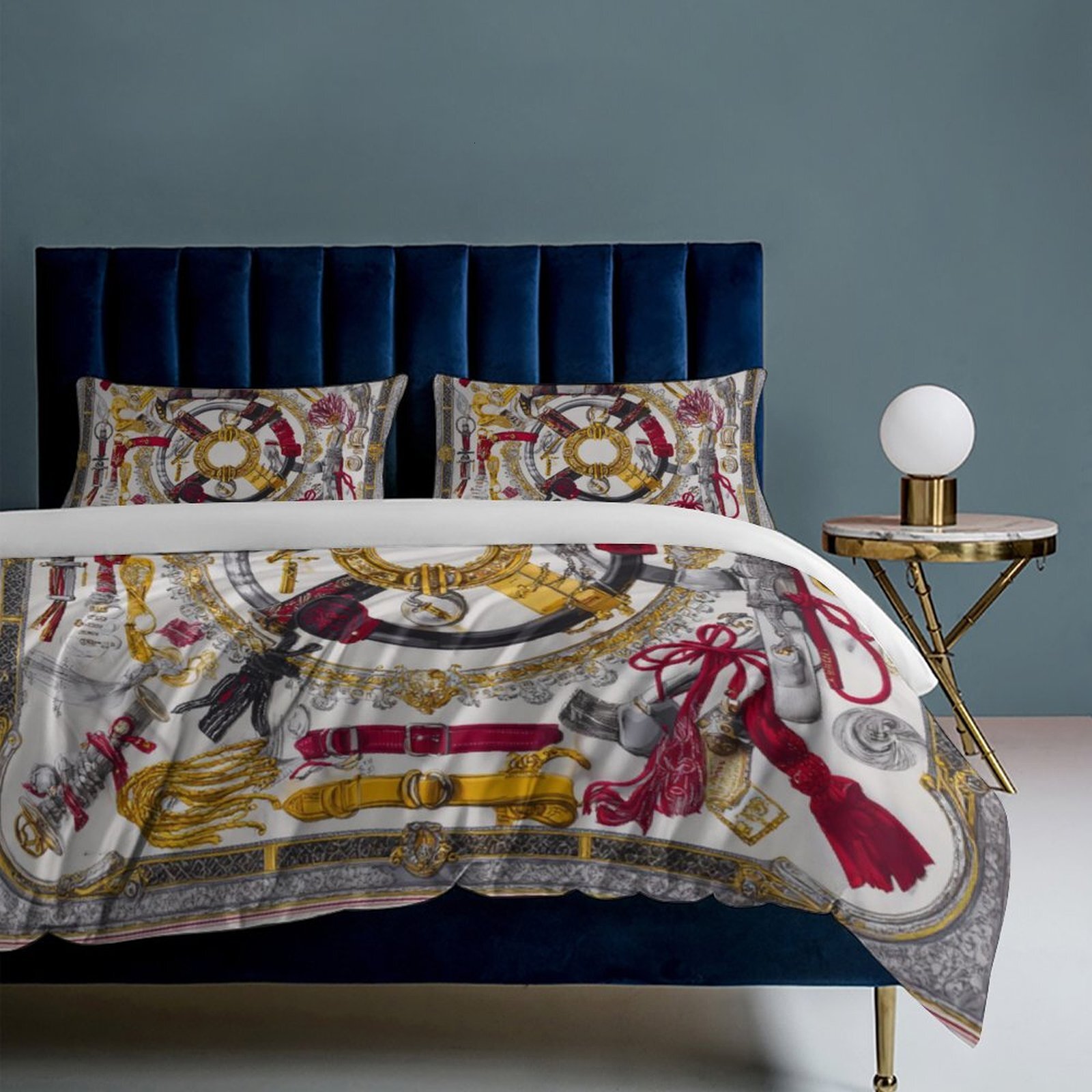 Custom Bedding Set Luxury Designer H Printing Horse Printing Quilt Cover Pillowcase 3Pcs set Pure Cotton Comfortable Bedding Set Bedroom Decoration H2