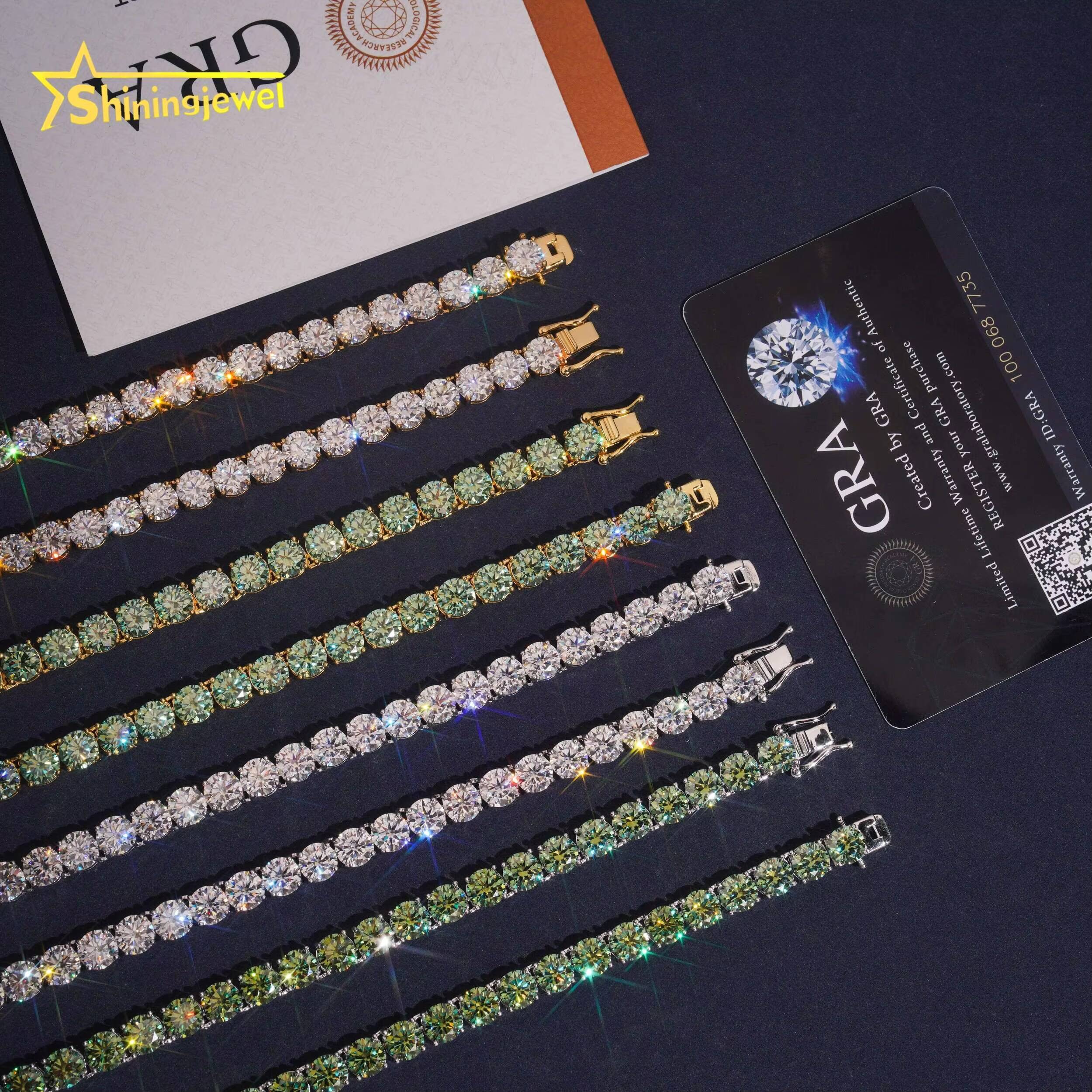 New Stock Fine Jewelry 925 Sterling Silver Fashion Necklaces 65MM Diamond Iced Out Moissanite Tennis Chain Necklace