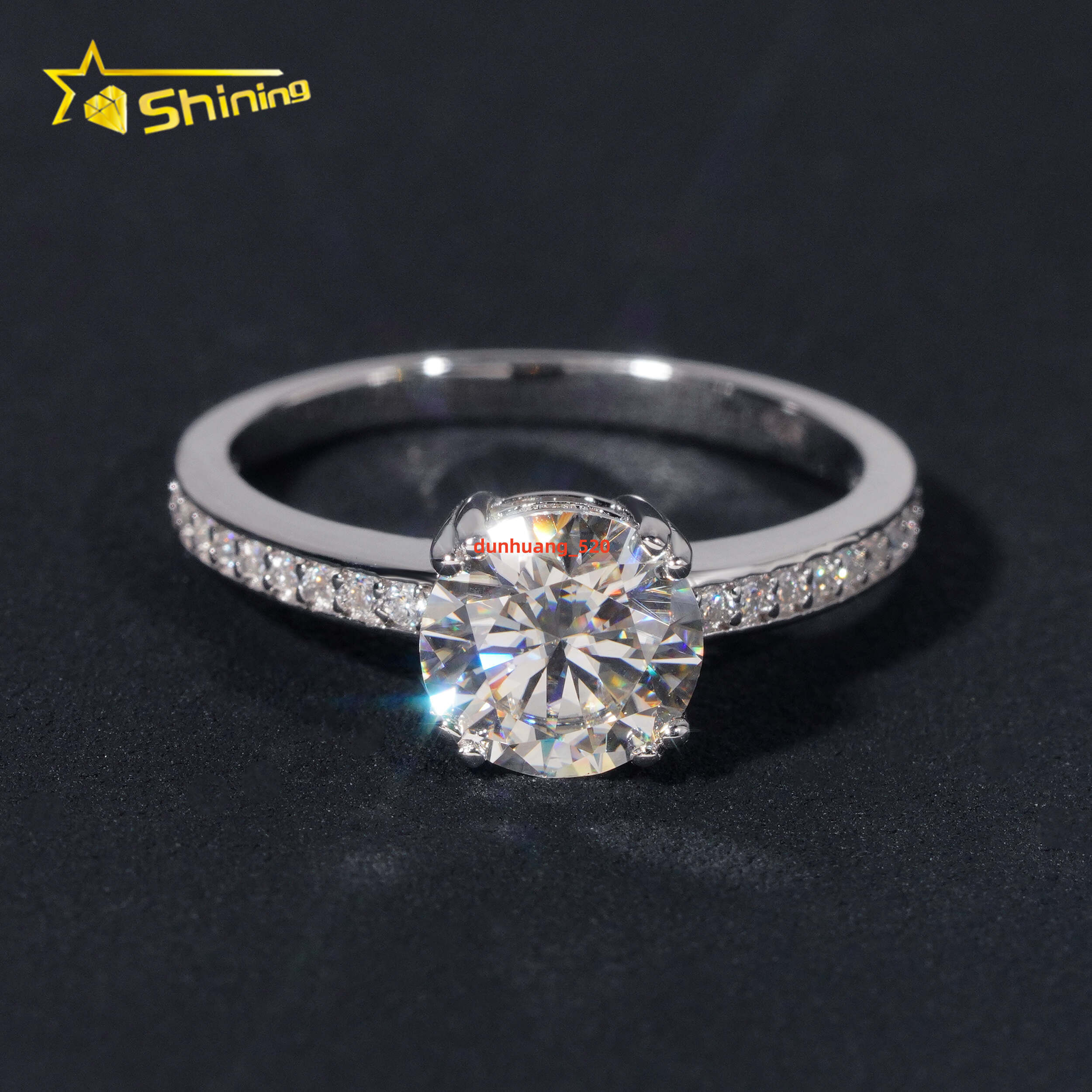 Wholesale 925 Sterling Silver Vvs Diamond Engagement Rings Women Brilliant Cut 75mm Gold Ring Women Rings Moissanite