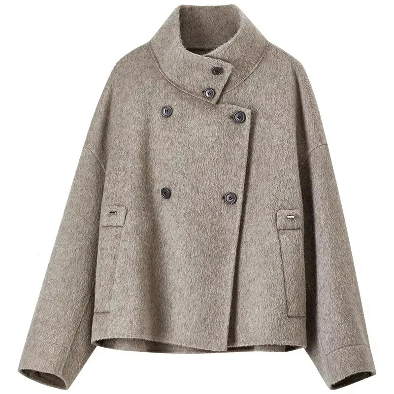 SENTUBILA 100 Wool Coats For Women Winter Jackets Stand Turtleneck Double Sided Short Outerwears Female Clothes W44O56626 251023