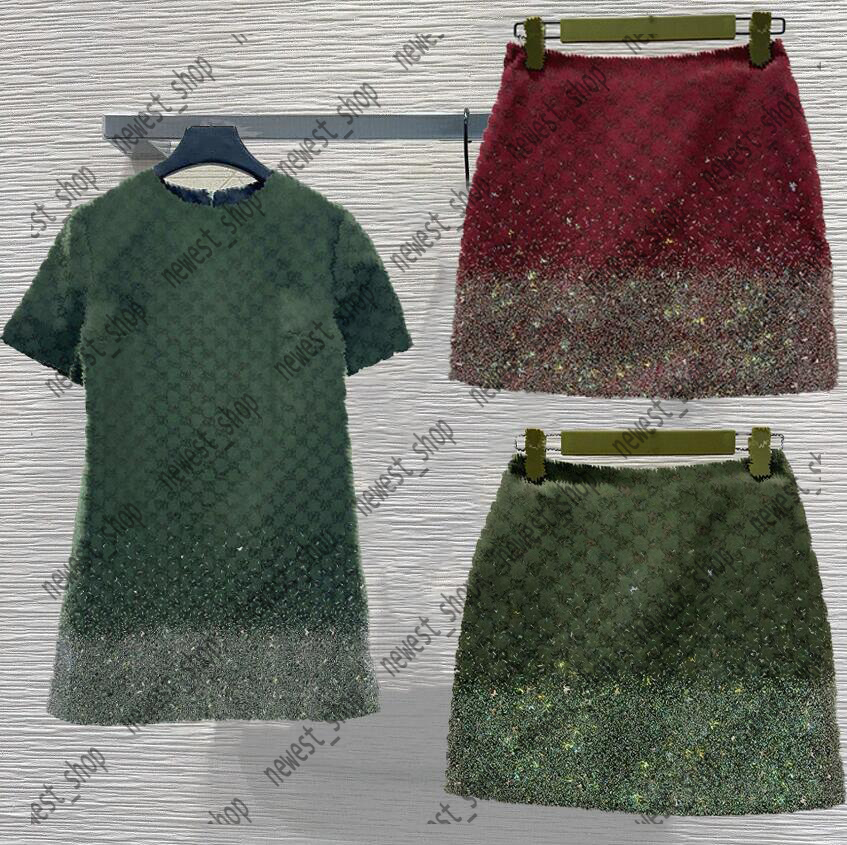 Womens Skirts designer women Color hot stamping diamond Letter Jacquard green red S-L High Waist Cotton padded Short Half Skirt luxury Short Dress Sexy Ladies Dresses