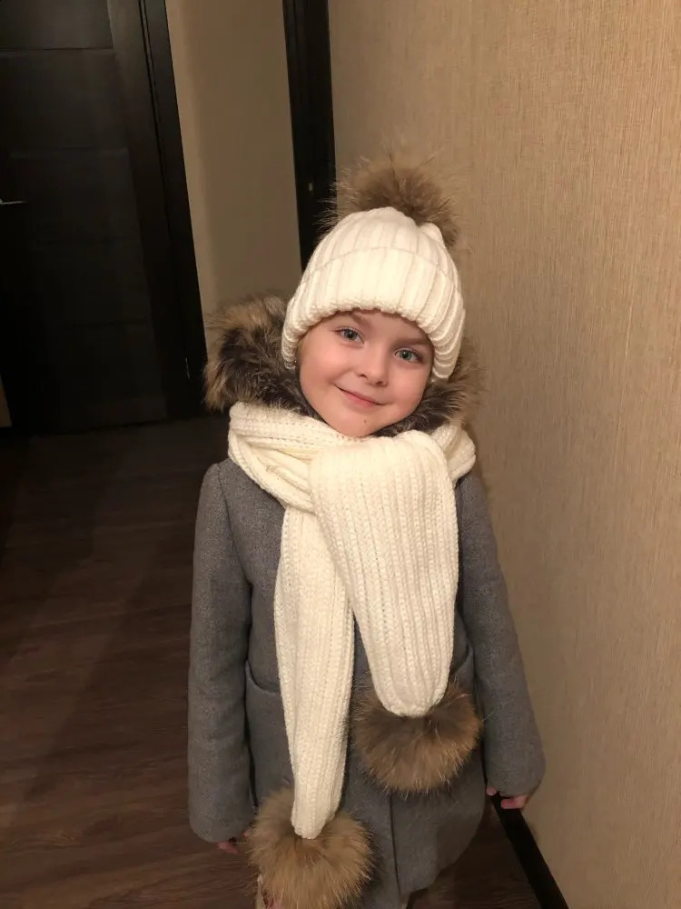 Women Winter Scarf fur pompom Scarves Thick Warm Headband Lady shawls Wraps Blanket Female hat scarf set 251023