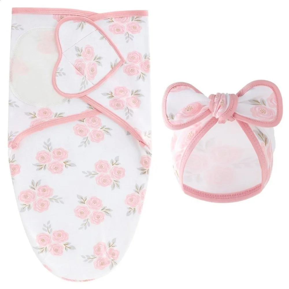 Bowknot Blanket Hat Set Flower Lightweight Material born Pography Blanket Breathable Soft Fabric Infant Swaddle Blanket 251027