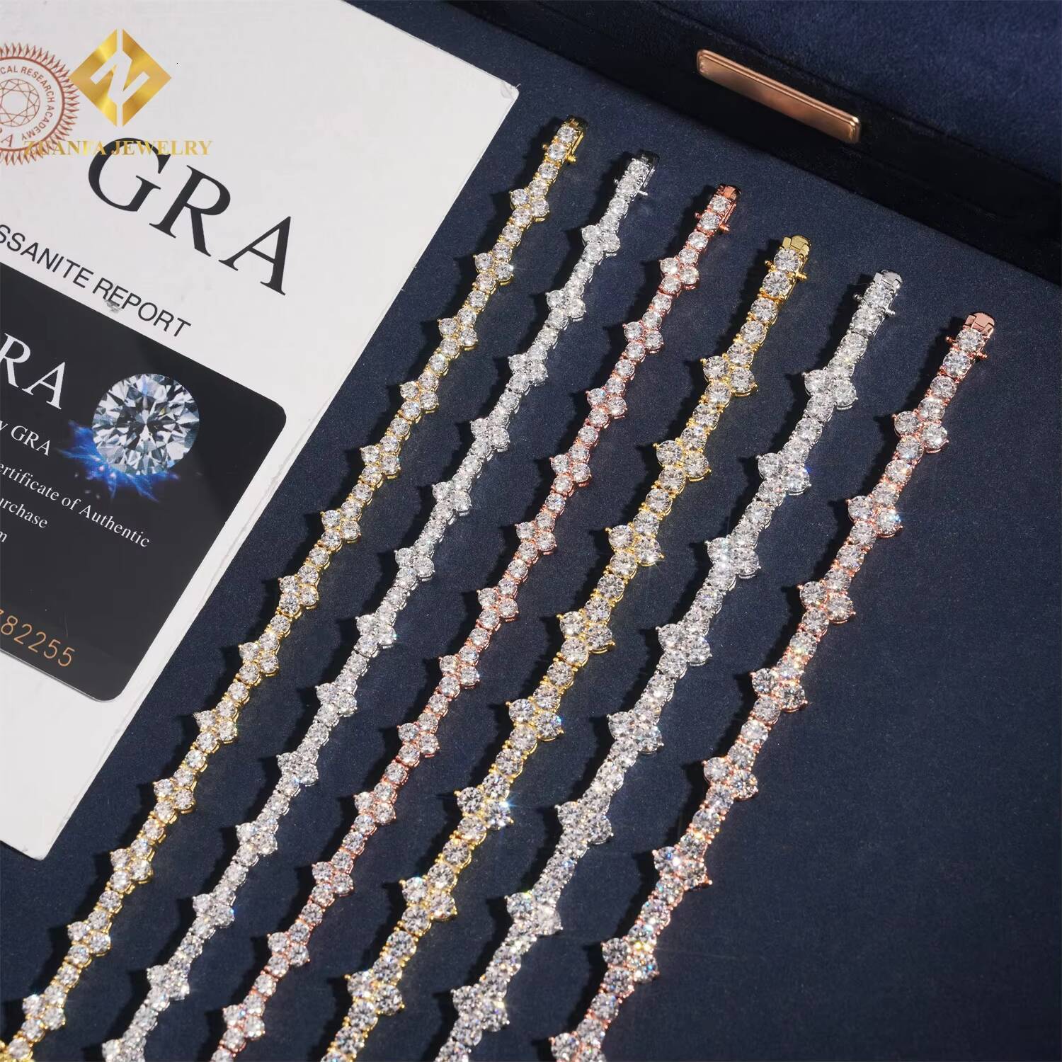 Ready to Ship Mini Cross Cluster Moissanite Tennis Bracelet Necklace 3mm 4mm Iced Out 925 Silver Tennis Bracelet Hip Hop Jewelry