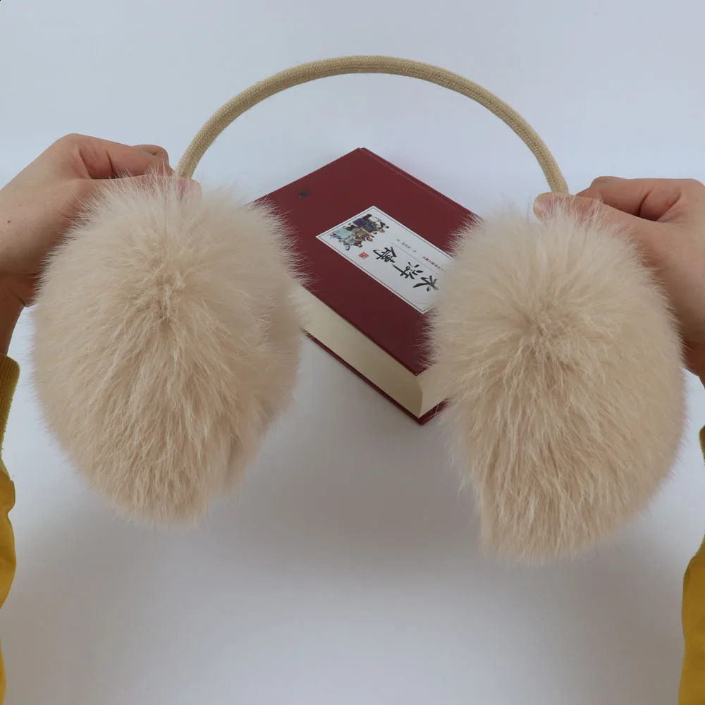 Winter Real Fox Fur Earmuffs for Women Natural Fox Fur Scarves Dual use Genuine Warmer Plush EarMuff Outdoor Solid Fur Scarf 251027ww